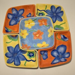 Avon Gift Collection De Cadeaux Luau Flowers Segmented Dish